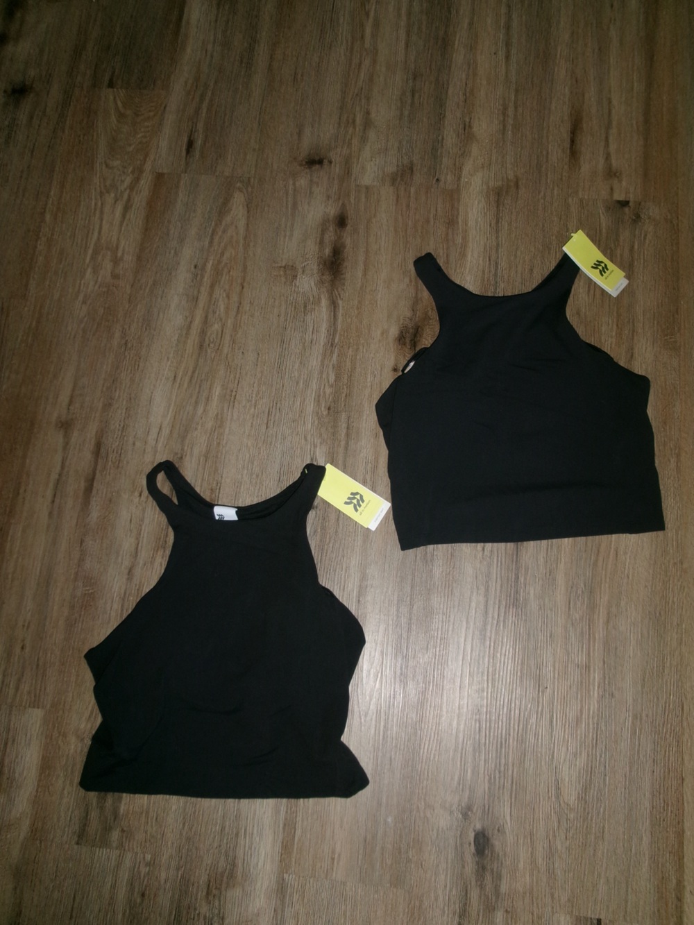 (2 for the price of 1) all in motion Black Athletic Crop Tank with Shelf Bra